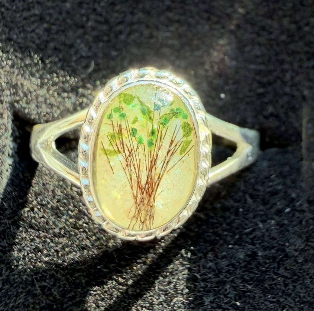 Close-up of memorial ring